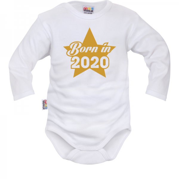 Kojenecké body dlhý rukáv Born in 2020 - biele, veľ. 74