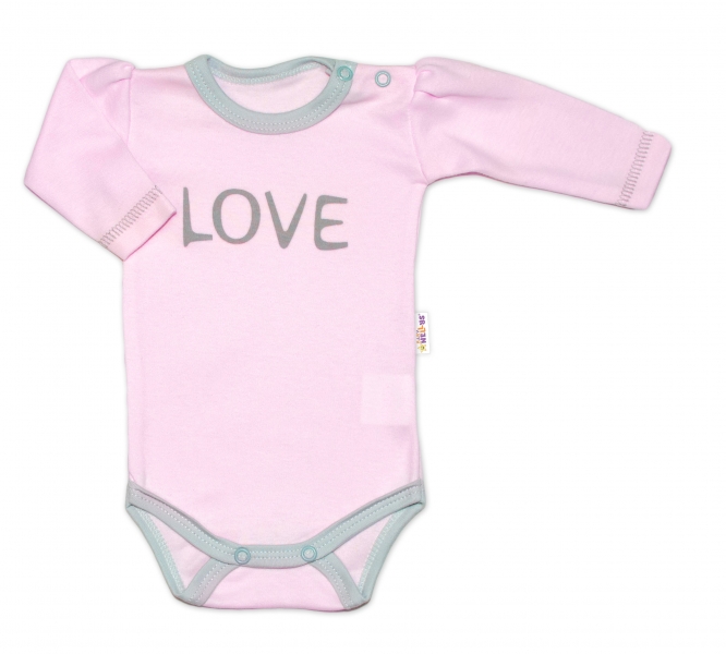 Baby Nellys Body dlhý rukáv Love - ružové, veľ. 74