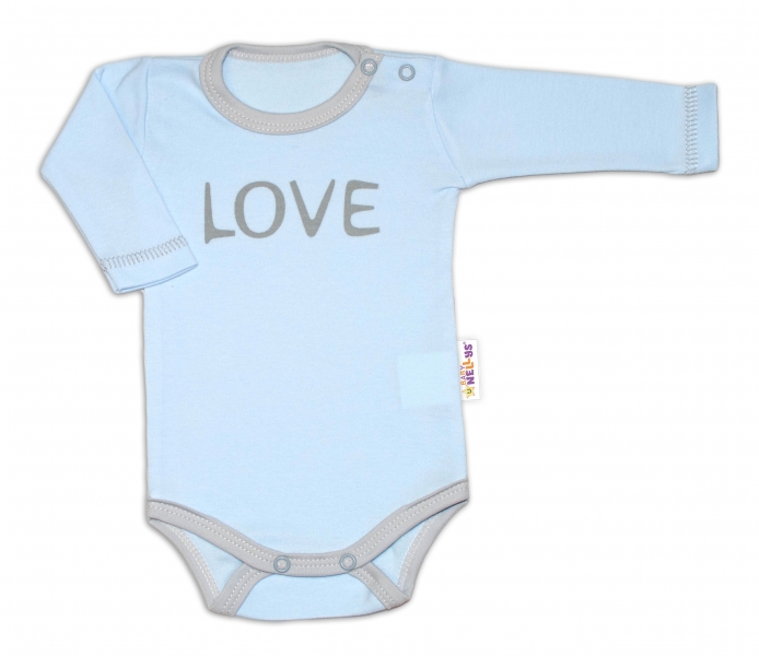 Baby Nellys Body dlhý rukáv Love - modrý, veľ. 56