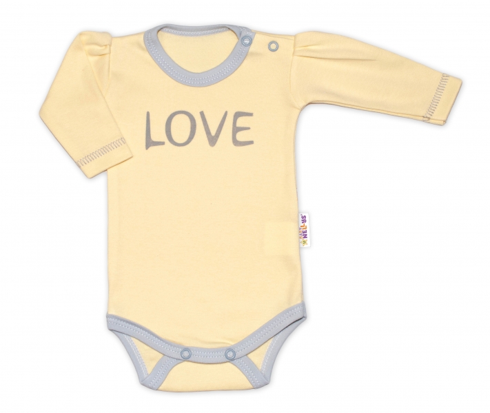 Kojenecké Body dlhý rukáv Love - žltý, veľ. 56