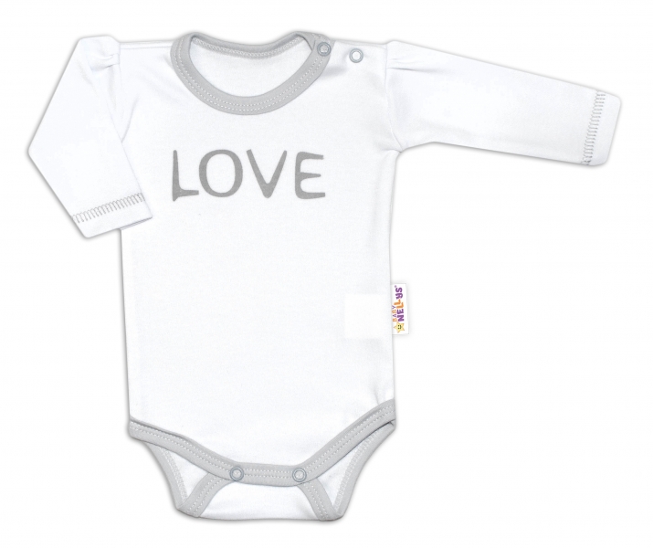 Baby Nellys Body dlhý rukáv Love - biely, veľ. 68