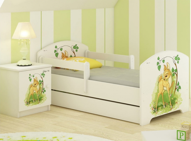 Babyboo Detská posteľ  LUX s motívom Bambi, 160 x 80 cm + šuflík