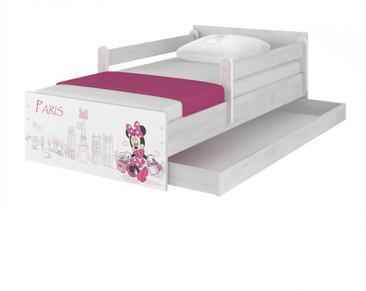 BabyBoo Detská postel Disney - MAX Miniie Paris - biela s materacom,160 x 80 cm