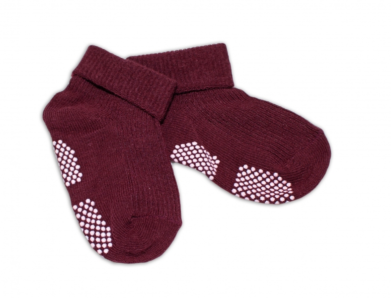 Dojčenské ponožky RISOCKS protišmykové - bordo, 12-24 m-#Velikost koj. oblečení;80-92 (12-24m)