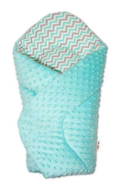 Baby Nellys Luxusná zavinovačka s mašľou Minky Baby Duo - mätový / ZigZag
