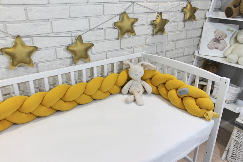 Mantinel Baby Nellys pletený vrkoč - horčicová
