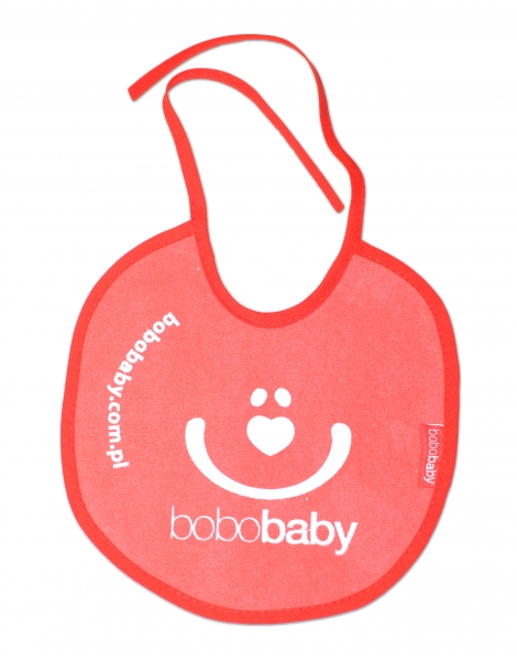 Nepremokavý froté podbradník BOBO BABY - Smajlík, červený/červený lem (K.: S-M1P, FARBA:)
