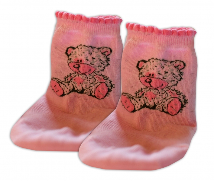 Bavlnené ponožky Teddy - svetlo ružové, veľ. 15-16cm