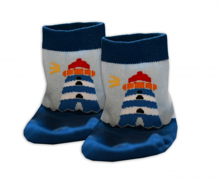 Baby Nellys Bavlnené ponožky Majak - modré/sv. modré, veľ. 17-18cm (BABY NELLYS ®, VEľKOSť: 17-18CM,)