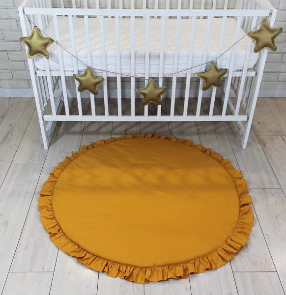 Baby Nellys Detská hracia podložka / koberček s volánikom - horčicová