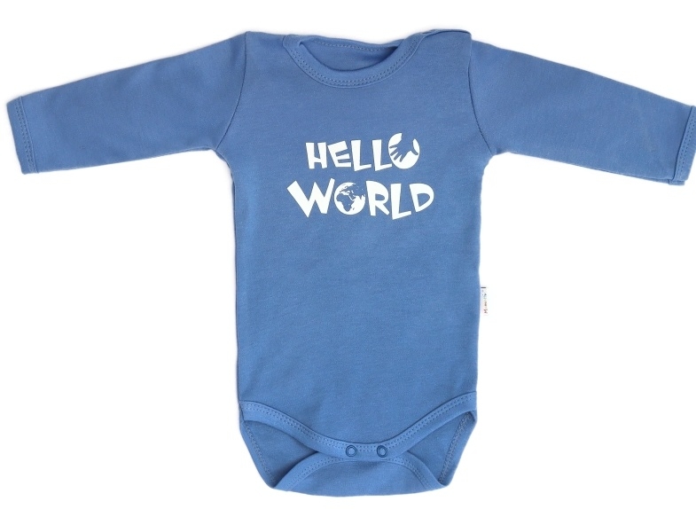 Dojčenské body dlhý rukáv World - modré , veľ. 68