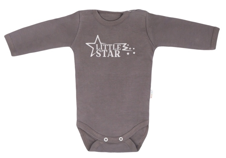 Dojčenské body dlhý rukáv Star - sivé, veľ. 74