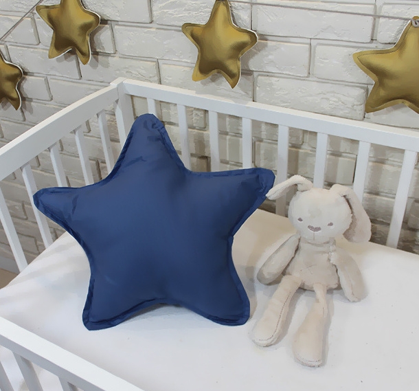 Baby Nellys Dekoračné obojstranný vankúšik - Hviezdička, 45 cm - tm. modrá