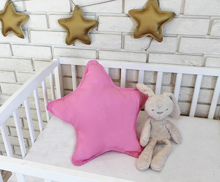 Baby Nellys Dekoračné obojstranný vankúšik - Hviezdička, 45 cm - rúžový