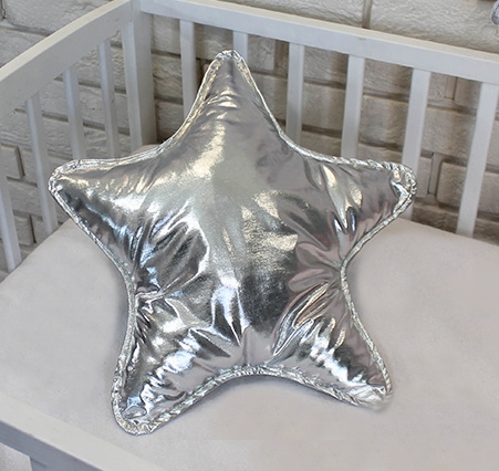 Baby Nellys Dekoračné obojstranný vankúšik - Hviezdička, 45 cm - strieborný