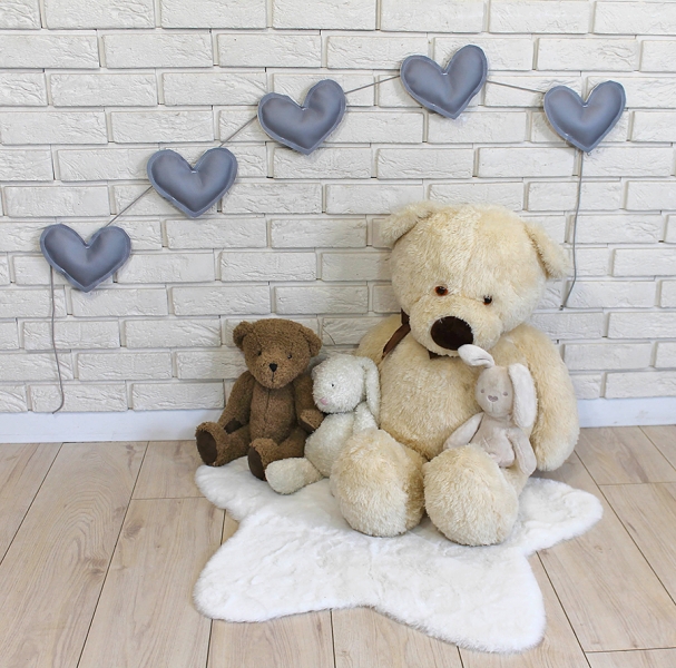 Ozdobná girlanda z eko kože Baby Nellys Srdiečka - šedé