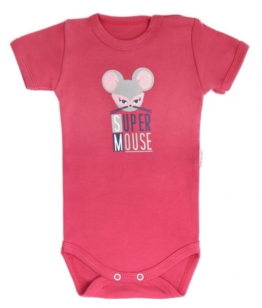Dojčenské body krátky rukáv Mouse - červené, veľ 68