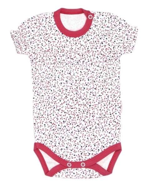 Dojčenské body krátky rukáv Mouse - mini kvetinky, veľ 68
