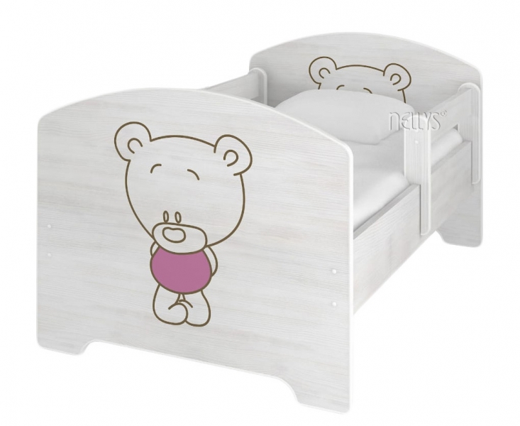 NELLYS Detská posteľ BABY BEAR ružový vo farbe nórskej borovice-#Rozměry;140x70 (ROZMěR: 140X70)