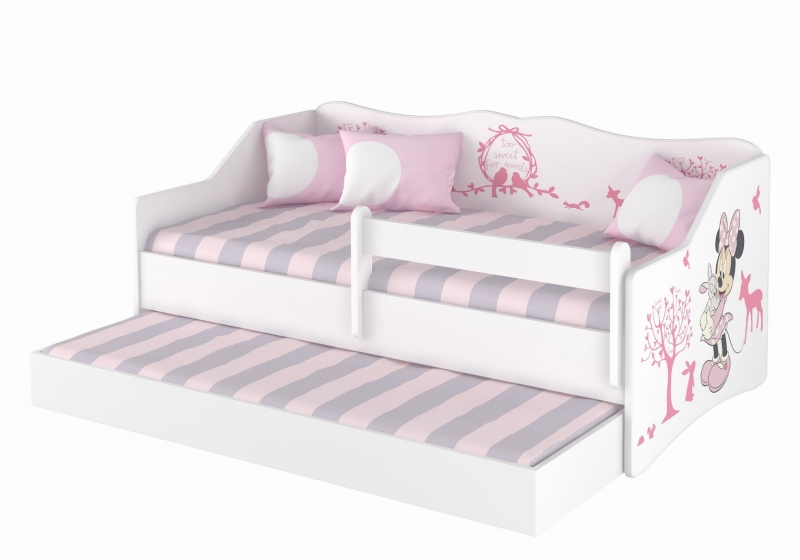 Babyboo Detská posteľ LULU 160 x 80 cm - biela Minnie Zveratka