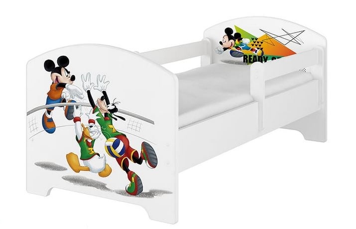 Babyboo Detská posteľ 140 x 70 cm Disney - Mickey Volleyball, biela