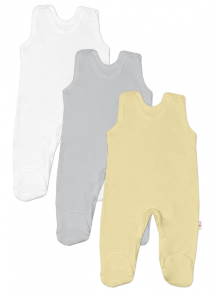 Dojčenský set dupačiek BASIC - žltá, šedá, biela - 3 ks, veľ. 68
