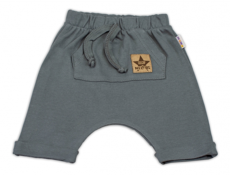 Bavlnené kraťasy Baggy s klokaním vreckom - šedé, veľ. 80