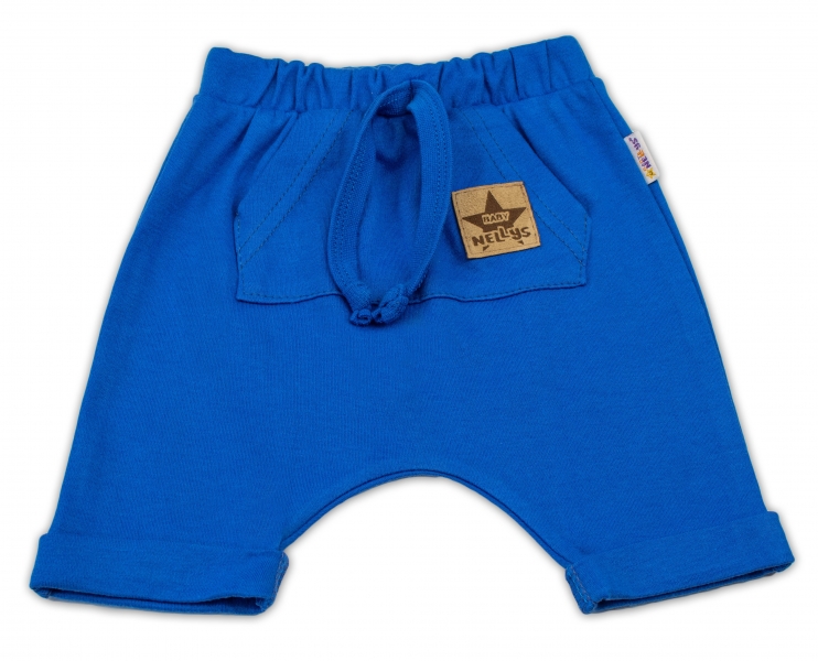 Bavlnené kraťasy Baggy s klokaním vreckom - modré, veľ. 92