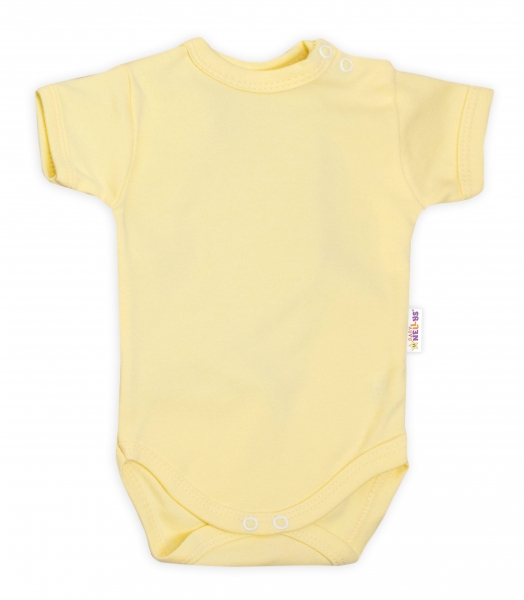 Baby Nellys Bavlnené body kr. rukáv - žlté, veľ. 80