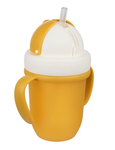 Canpol babies Hrnček so silikónovou slamkou - žltá, 210 ml