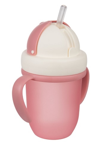 Canpol babies Hrnček so silikónovou slamkou - růžová, 210 ml