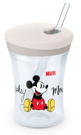 Niekapajůci hrnček NUK Action Cup zo slámkou,  230 ml - Mickey (NUK, 230ML, ACTION CUP, 12M +, FARBA:)