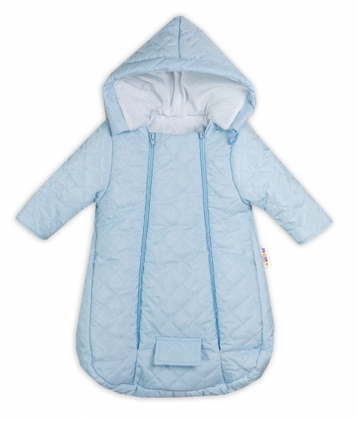 Kombinéza s kapucňou do autosedačky, kočíka Lux Baby Nellys ®prešívaná - modrá, veľ. 68