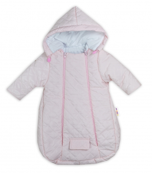 Kombinéza s kapucňou do autosedačky, kočíka Lux Baby Nellys ®prešívaná - ružová, veľ. 62