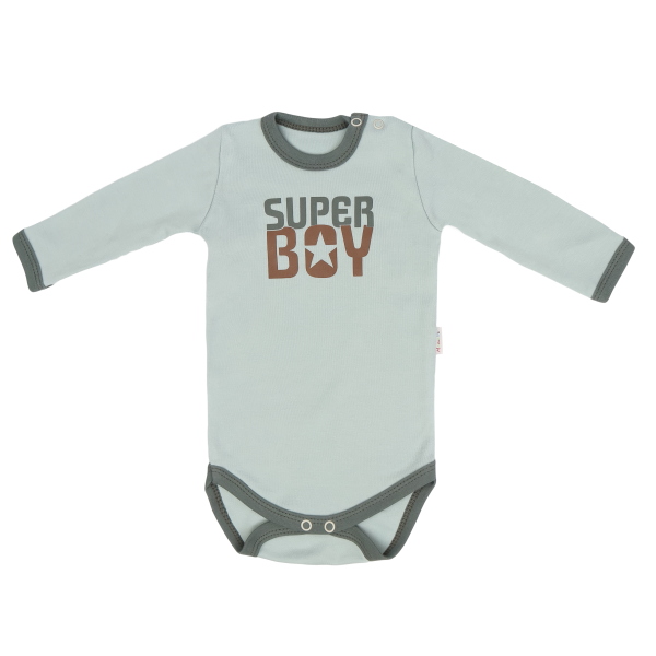 Detské bavlnené body Super Boy - mätové, veľ. 74