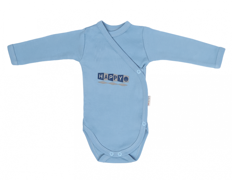 Dojčenské body, zapínanie bokom, Happy - modré, veľ. 62