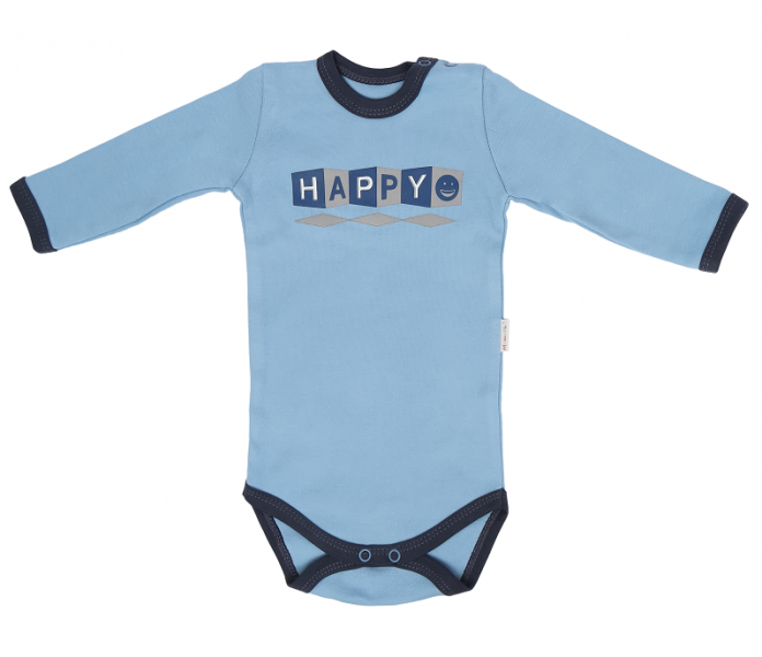 Detské bavlnené body Happy - modré, veľ 68