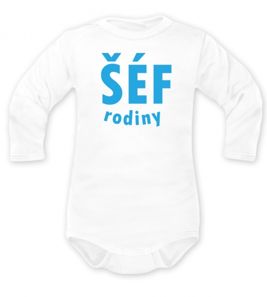 DEJNA Body dlhý rukáv ŠÉF RODINY - biele, modrá, veľ. 80
