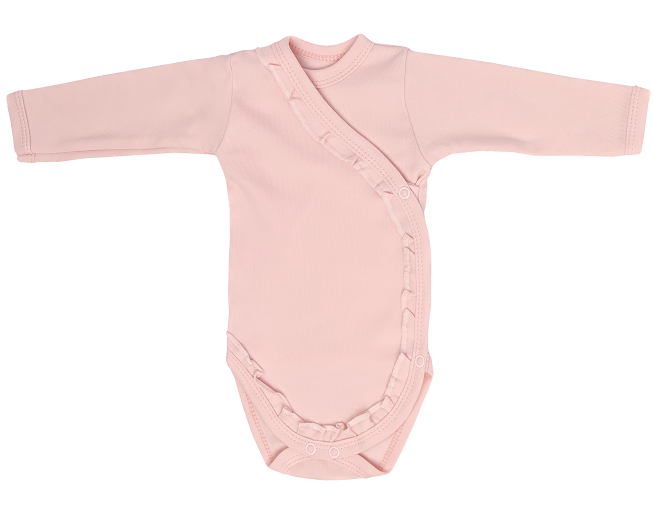 Dojčenské body, zapínanie bokom, Flowers, ružové, veľ 50
