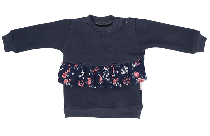 Mamatti Detská mikina Flowers, s bočným zapínaním - granátová, veľ. 80