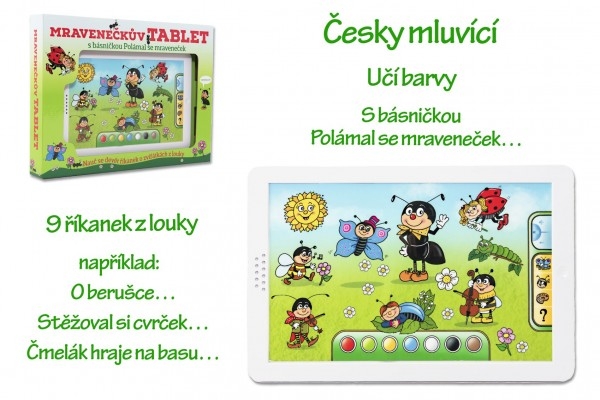 Mravenečkův tabliet plast 30x20x2cm na batérie so zvukom v krabici 38x28x4,5cm