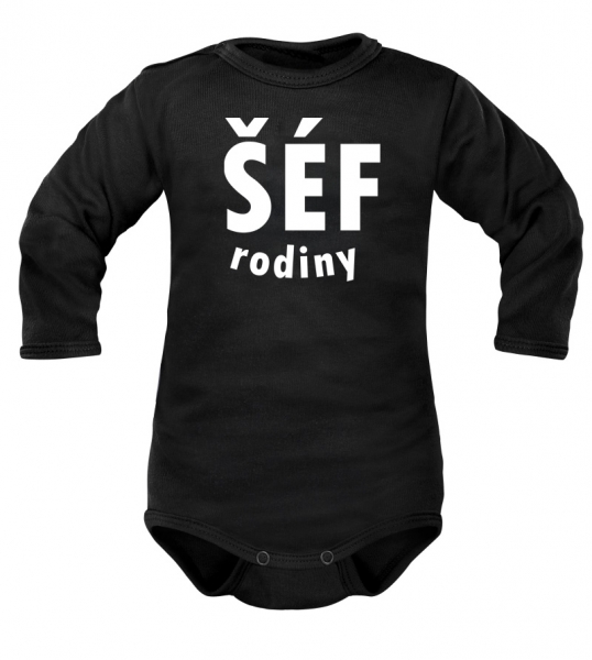 Body dlhý rukáv ŠÉF RODINY - čierne, veľ. 74