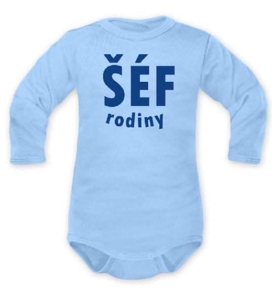 DEJNA Body dlhý rukáv ŠÉF RODINY - modré, veľ. 68