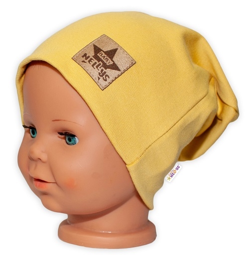 Baby Nellys Hand Made Detská funkčná čiapka s dvojitým lemom - horčicová, vel. 110-#Velikost koj. oblečení;110 (4-5r)