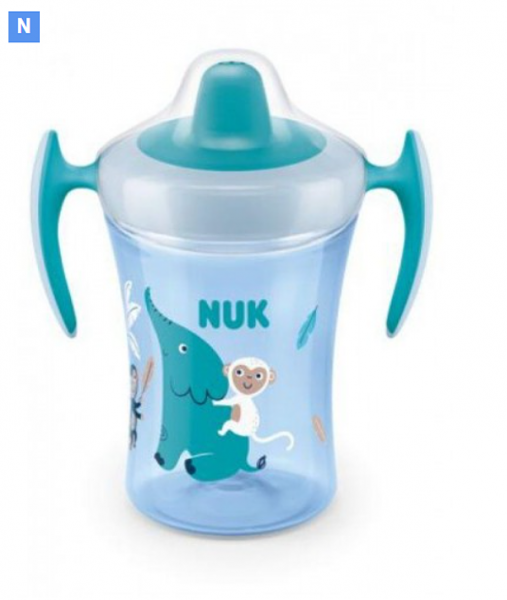 Nekvapkajúci hrnček NUK Trainer Cup Opička 230 ml - modrý (NUK, 230ML, 6M +, FARBA: MODRá)
