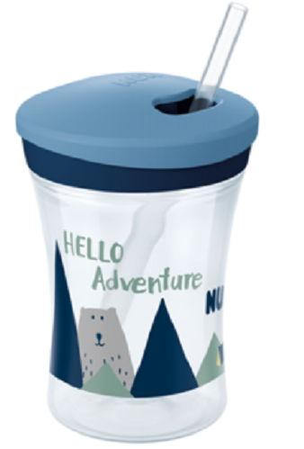 Nekvapkajúci hrnček NUK Action Cup sa slamkou, 230 ml - Hello Adventure (NUK, 230ML, 12M +, FARBA:)