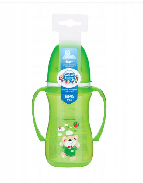 Canpol babies Nevylévací hrnček 240ml,  EasyStart - Medvedík - zelený