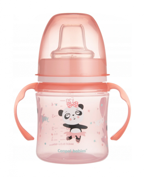 Canpol babies Nevylévací hrnček 120ml, EasyStart - Panda - ružový