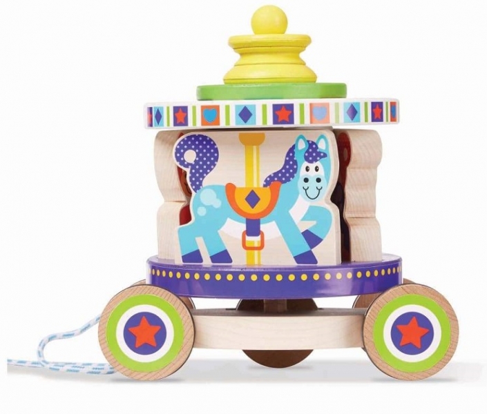 Melissa & Doug Edukačná drevená, ťahacia hračka - Kolotoč