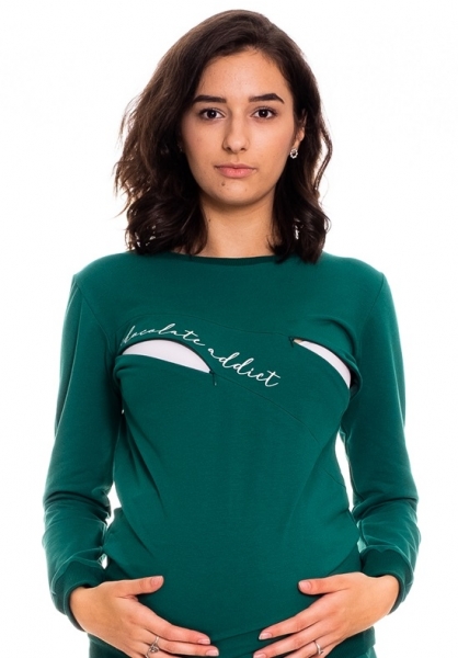 Be Maamaa Tehotenská, dojčiace mikina Chocolate Addict, zelená, veľ. M-#Velikosti těh. moda;M (38)